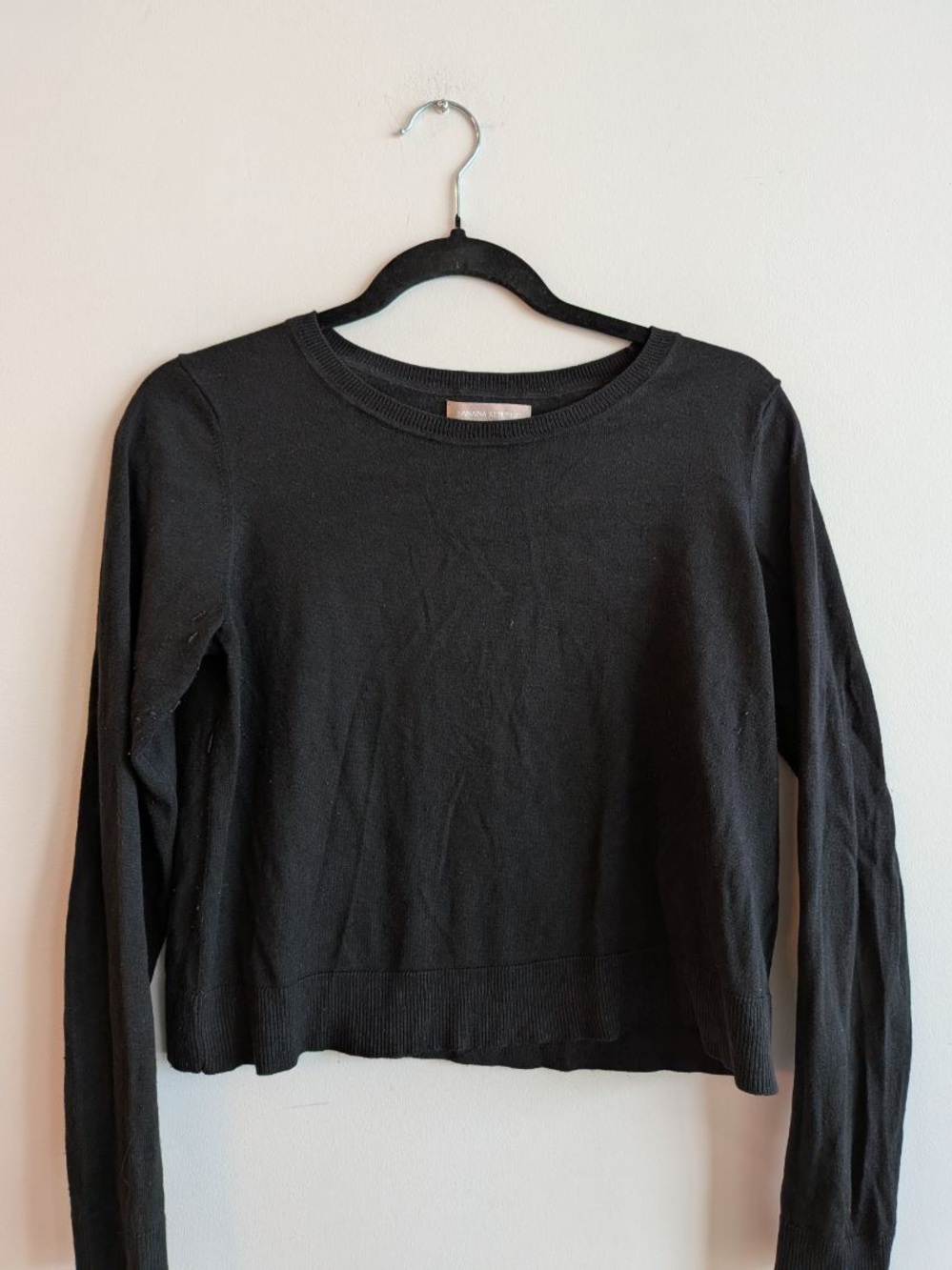 Banana Republic Black Long-Sleeve Crewneck Top